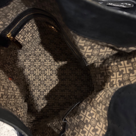 Tory Burch Large Black Glazed Leather Hobo Shoulder Handbag - Picture 6 of 9